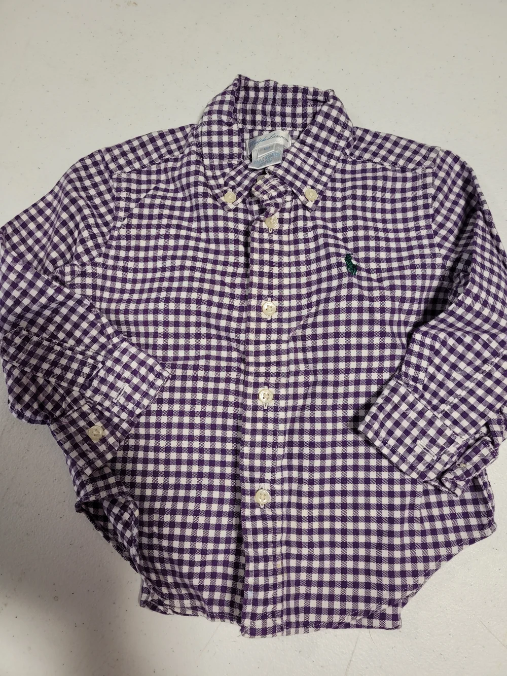 Ralph Lauren Purple Gingham Button-Down Shirt for Kids - Picture 1 of 4